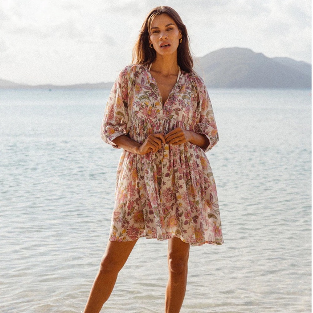 Daughters of India Kyra Mini Dress - Fuschia Bloom